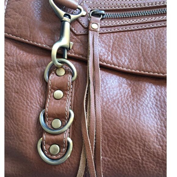 Via Spiga Leather Satchell Bag Brown Pebbled Leather Double Handle - Picture 3 of 13